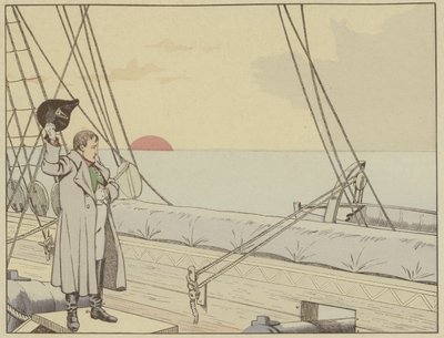 Napoleon na palubě lodi HMS Bellerophon poté, co se vzdal Britům, 15. července 1815 od Onfray de Breville Job