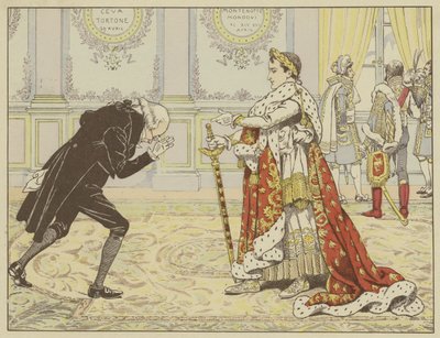 Ráno v den své korunovace, vnímaje notáře Josefína, mu Napoleon se smíchem řekl: Tak, Maitre Ragideau, tady je plášť! A tady je meč! od Onfray de Breville Job