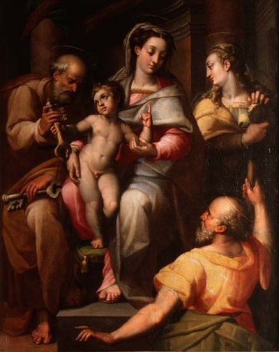 Svatá rodina se svatým Petrem a svatou Marií Magdalenou od Orazio Samacchini
