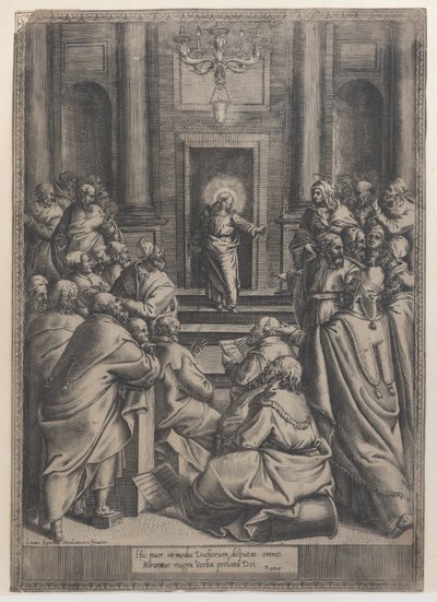 Kristus se hádat v chrámu, 1568-77., 1568-77. od Orazio de Sanctis