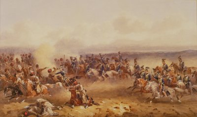 Eskadra 10. husarů porazila Rusy u Černaje, 16. srpna 1855, kolem roku 1890 od Orlando Norie