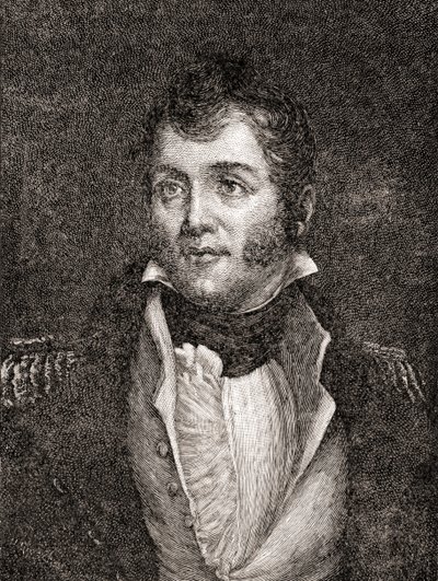 Komodor námořnictva Spojených států Oliver Hazard Perry, z Historie naší země, publikoval 1905 (dřevoryt) od Oscar Edward Grosch