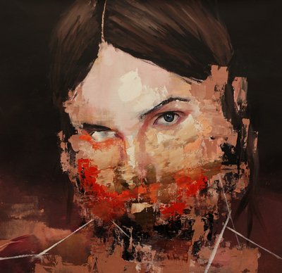 Zkreslený model, 2019-24 (akryl, pastel a olej na plátně) od Oscar Nin