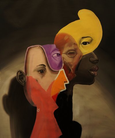 Kaleidoskop identit, 2023 (olej a sprej na plátně) od Oscar Nin