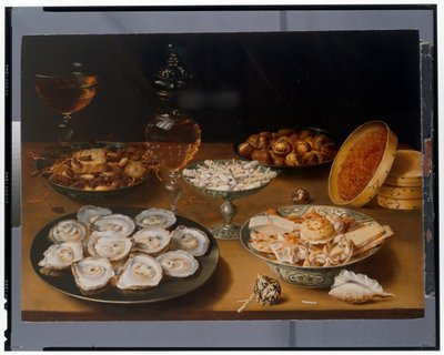Ostereiden asetelma tinalautasella od Osias the Elder Beert