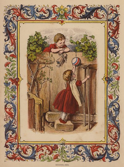 Děti si hrají (barevná litografie) od Oskar Pletsch