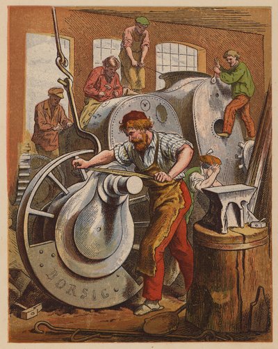 Výrobci motorů (barevná litografie) od Oskar Pletsch