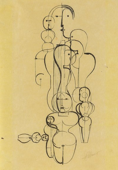 Soustředná skupina: Plán obrázku K1 Soustředná skupina: Plán obrázku K1, 1922. od Oskar Schlemmer
