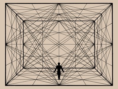 Figura v prostoru s rovinnou geometrií a prostorovým vymezením, 1924-1925. od Oskar Schlemmer