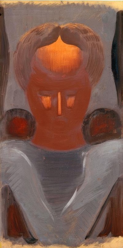 Hlava s osvětleným čelem od Oskar Schlemmer
