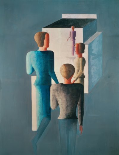 Čtyři figurky a kostka od Oskar Schlemmer