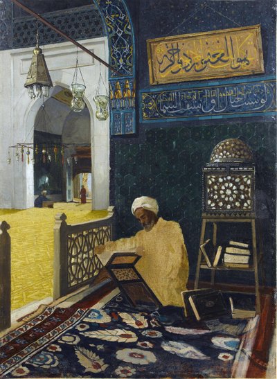 Recitování Koránu - Osman Hamdi Bey v Peinture od Osman Hamdi Bey