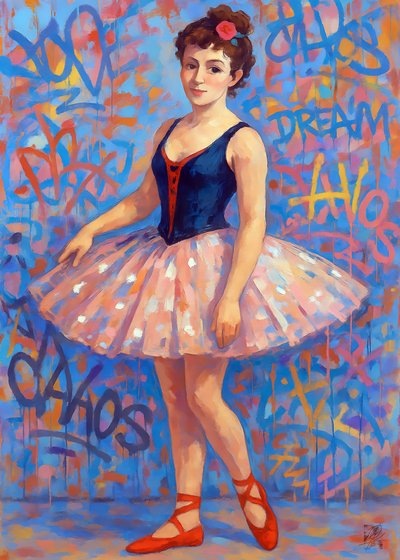 Balerína ve street artu od Osvaldo Russo
