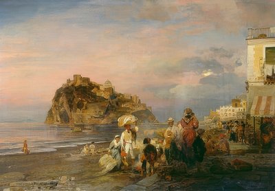Večerní pláž u Ischie. 1879 od Oswald Achenbach