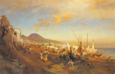 Němčina: Na pláži v Neapoli od Oswald Achenbach