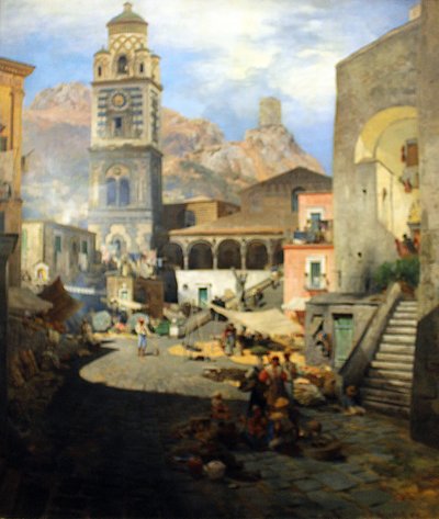 Němčina: Tržiště Amalfi od Oswald Achenbach
