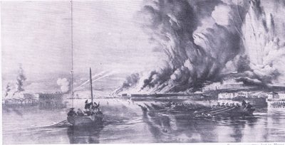 Pád Sevastopolu a ústup Rusů, 8. září 1855, ilustrace z britských bitev na souši a na moři, 1915 od Oswald Walters Brierly