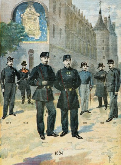 Různé kostýmy francouzské policie od Oswaldo Tofani