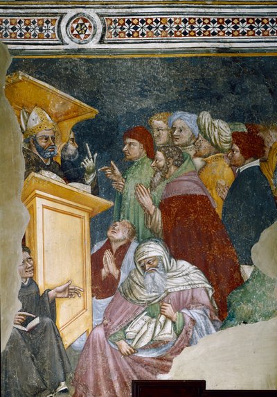 Detail kázání svatého Augustina (freska od Ottaviano Nelli