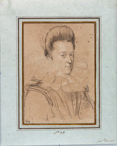 Portrét Eleonory de Medici (Eleonora de Medici) (1567-1611) Manželka Vincenta I. z Gonzague, vévoda z Mantovy (Vincenzo I. Gonzaga, vévoda z Mantovy) (1562-1612) Kresba Ottavio Leoni (1578-1630) Genes Muzea Strada Nuova, inv 2432 od Ottavio Mario Leoni
