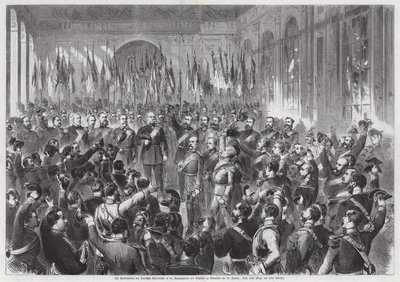 Vyhlášení pruského krále Viléma I. německým císařem, Zrcadlový sál, Palais de Versailles, Francie od Otto Edmund Guenther
