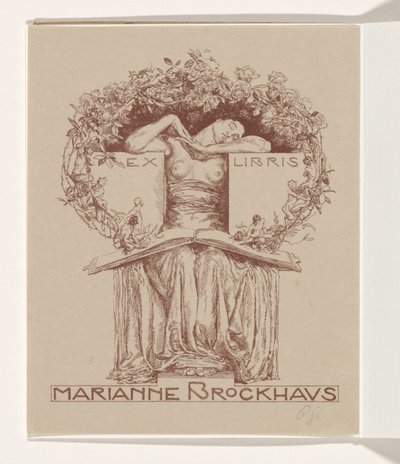 Ex-libris Marianne Brockhausové od Otto Greiner (signed by artist)