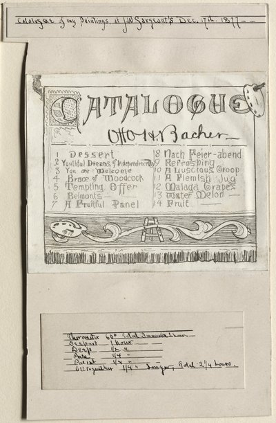 Katalog mých obrazů v J. W. Sargents, Cleveland, 17. prosince 1877, 1877. od Otto H. Bacher