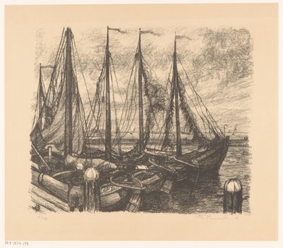 Kotvící rybářská plavidla v přístavu od Otto Hanrath (signed by artist)