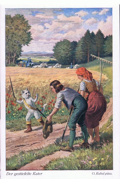 Kocour v botách (Evropská pohádka), pohlednice z Německa od Otto Kubel