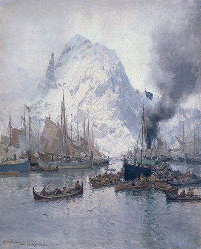 Příjezd Agnsilddamperen, Svolvaer od Otto Ludvig Sinding