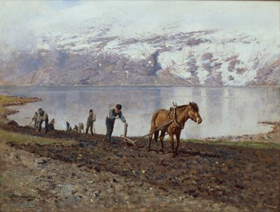 Orba s koňmi (olej na plátně) od Otto Ludvig Sinding