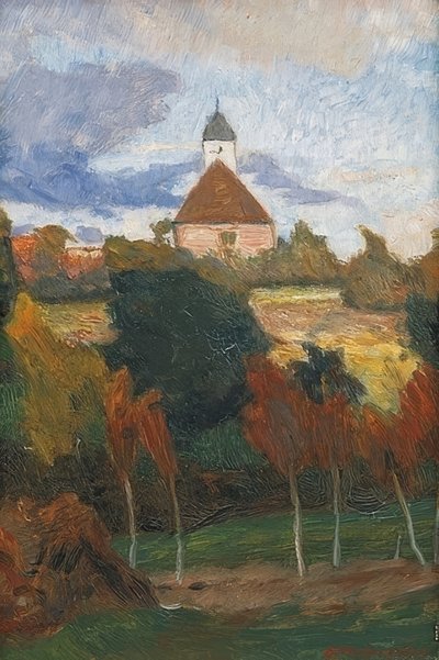 Pohled na kostel Worpsweder. Kolem roku 1895 od Otto Modersohn