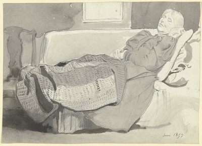Luise Scholderer spí na pohovce od Otto Scholderer