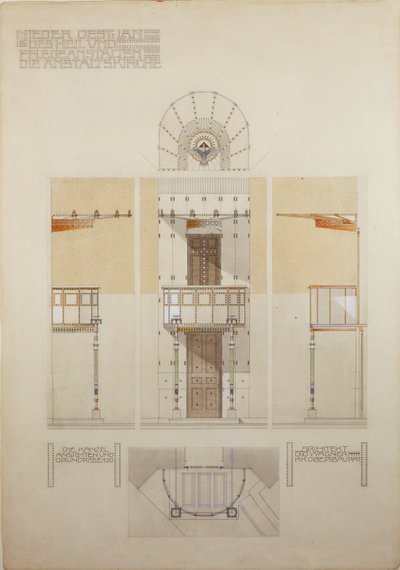 Náčrt kazatelny kostela ve Steinhofu, vídeňské ústřední léčebně pro duševně choré ... od Otto Wagner
