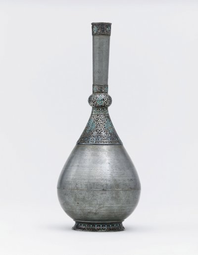 Osmanská tyrkysová vložená stříbrná zinková láhev (tyrkysová, zinková, stříbrná) od Ottoman School
