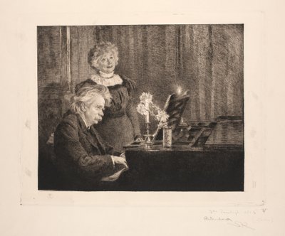 Edvard a Nina Griegovi u klavíru od Peder Severin Krøyer