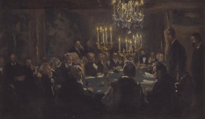 Kompoziční skica pro "Setkání ve Společnosti věd" ve Společnosti věd od Peder Severin Krøyer