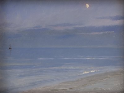 Pláž Skagen v měsíčním světle od Peder Severin Krøyer