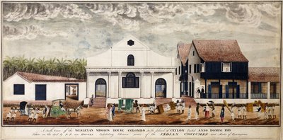 Jižní pohled na Wesleyan Mission House, Colombo na ostrově Cejlon, postavený Anno Domini 1816, c.1816 (akvarel) od P. van Houten
