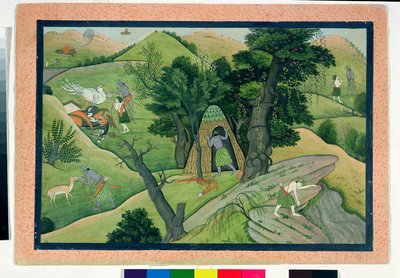 74.73 Ráma a Lakšmana putují při hledání Síty, z Rámájany, Kangra, Himáčalpradéš, 1780 od Pahari School