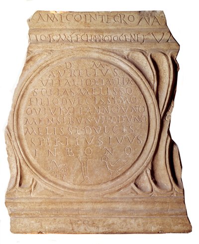 Paleochretian umění: křesťanský epitaf Melissus. Z Říma, Paříže, muzea Louvre od Paleo-Christian Paleo-Christian