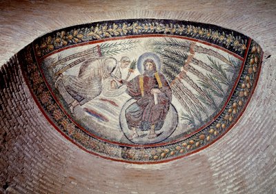 Rané křesťanské umění: Vykupitel dávající právo (mír), mozaika apsidy, 4. stol. od Paleo Christian