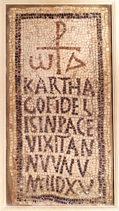 Paleochristian antique: pohřební mozaika Karthago, pochází z ruin starověkého Fournos Minus v Tunisku. Konec 4.-začátek 5. století po JC. Paříž, muzeum Louvre od Paleo Christian
