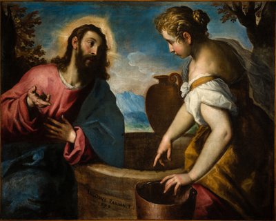 Ježíš a Samaritánka (olej na plátně) od Palma Il Giovane