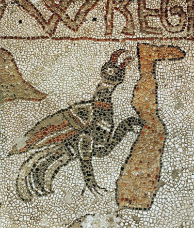 Krkavec, který během potopy šťourá do nohy mrtvého muže (mozaika) od Pantaleone Pantaleone