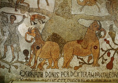 Dva sloni u kořenů Stromu života z (mozaika) od Pantaleone Pantaleone