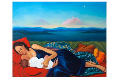 Barbara e Artemisia, 2020 (olej na dřevěné desce) od Paolo Perfranceschi