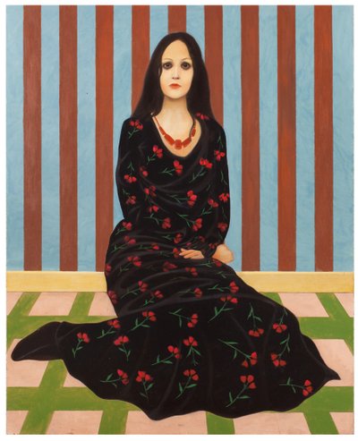 Dáma s květinami, 2016 (olej na dřevěné desce) od Paolo Perfranceschi