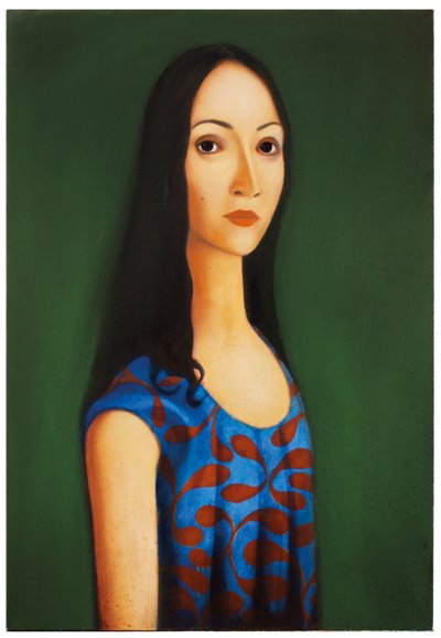 Modré šaty, 2017 (olej na dřevěné desce) od Paolo Perfranceschi