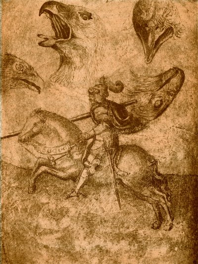 Rytíř s kopím a studiem ptáků od Paolo Uccello
